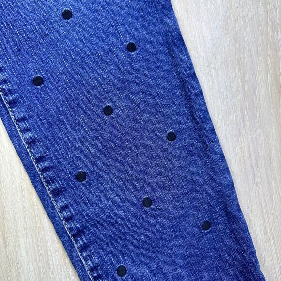 Mavi Jeans Ada Boyfriend Mid Rise Blue Embroidered Polka Dot Denim Jeans 26x29 - Picture 3 of 16